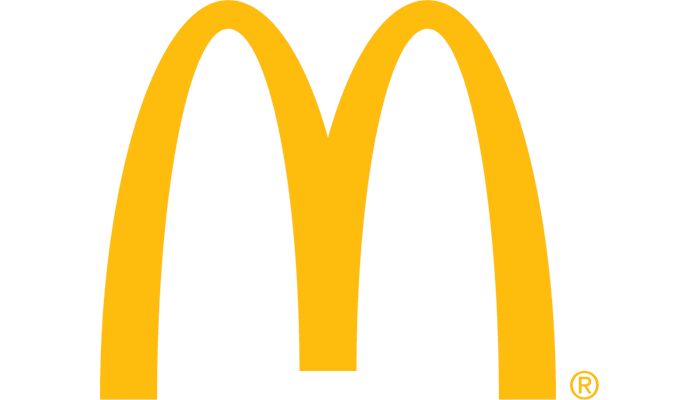 Yellow McDonald’s golden arches logo on a white background
