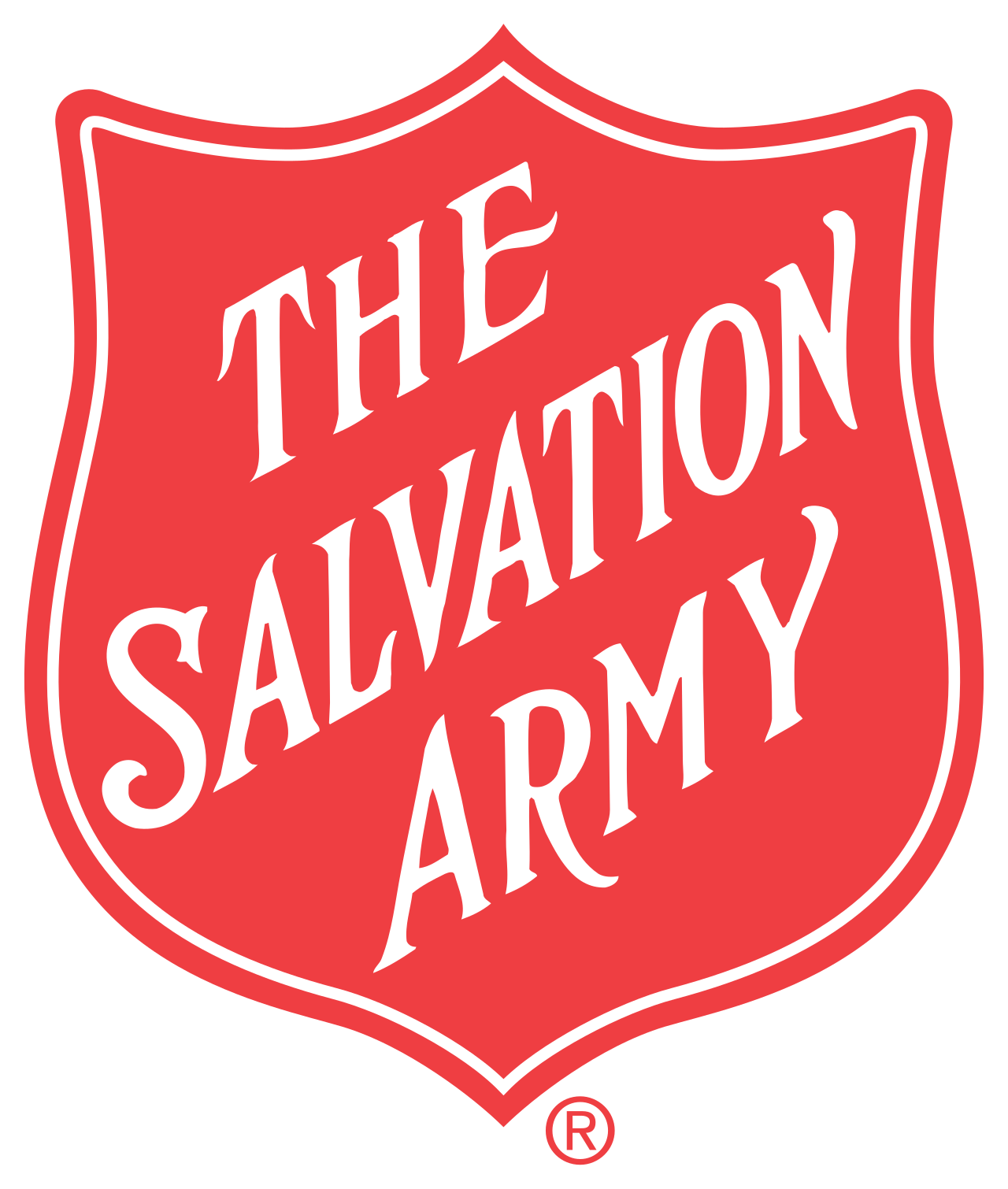 The red shield logo for The Salvation Army with white text reading 