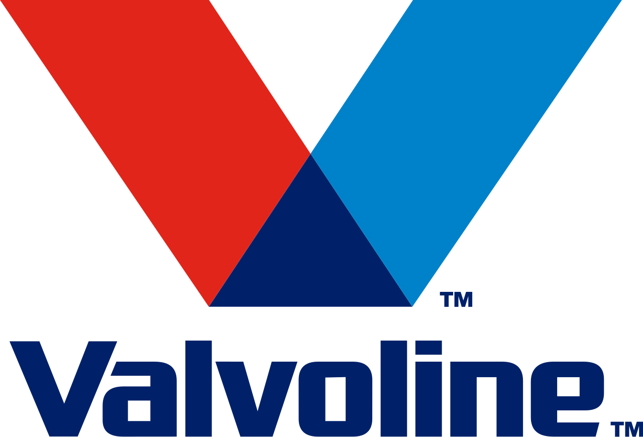 Valvoline logo featuring a stylized blue and red V above the brand name in blue text.